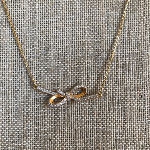 Swarovski Gold and Crystal Bow Pendant Necklace